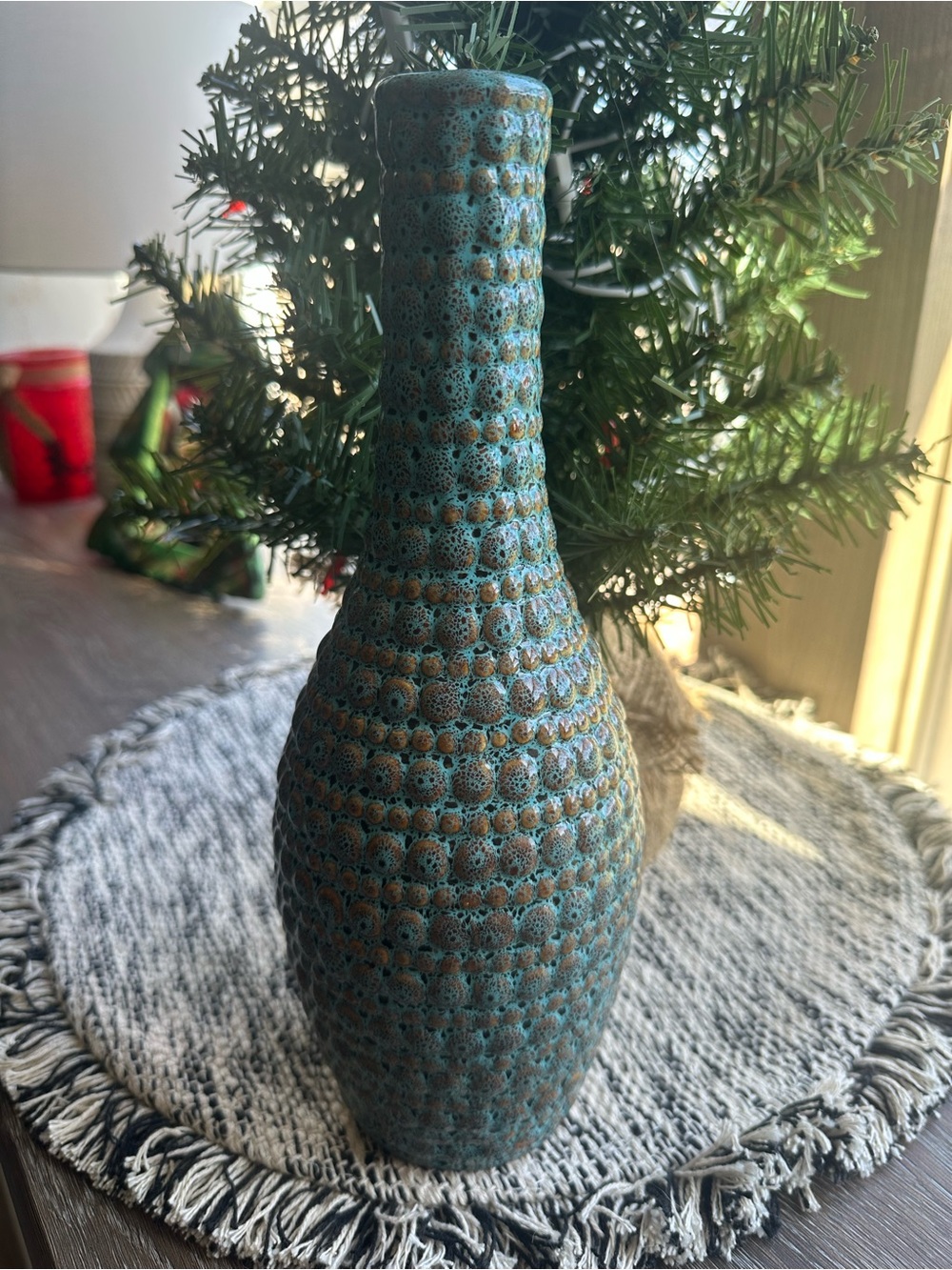 🌷Textured Turquoise Ceramic Decorative Vase 🌷 Home Accents